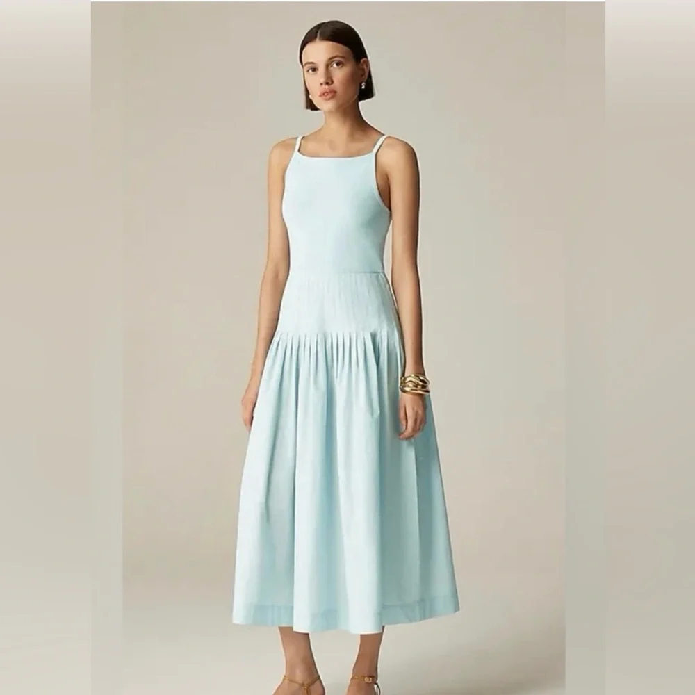 J. Crew light blue pin tuck mix dress
